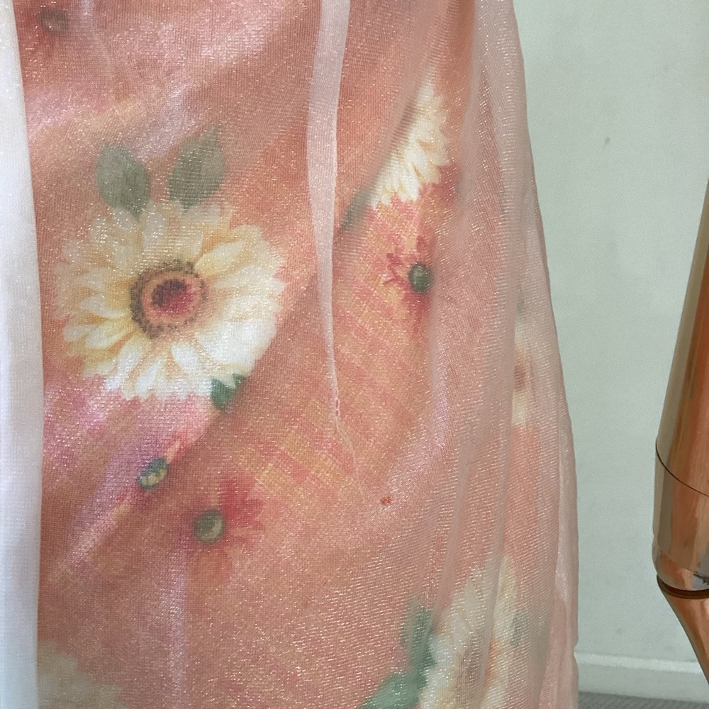 Vintage Orange/ White Floral Sleeveless Summer Mini Dress SZ S - Picture 6 of 6